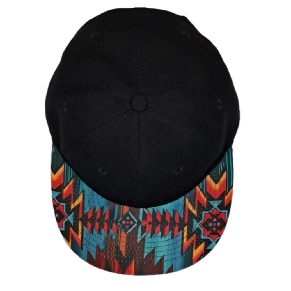 Wide Flat Brim Ball Hat - EUC - Southwestern Styled Pattern On
